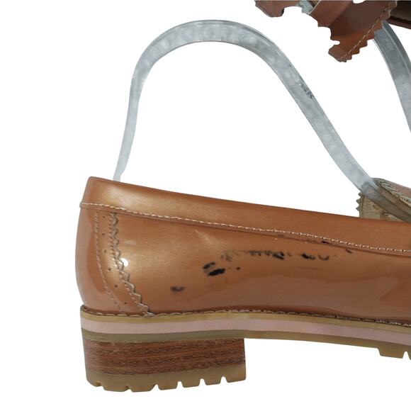 COACH! CHIC COPPERY BEIGE PATENT LEATHER RUBBER TREAD PENNY LOAFERS! SZ 8.5M - Picture 10 of 13